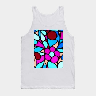 Pink Flower - Stained Glass Design Pattern Tank Top